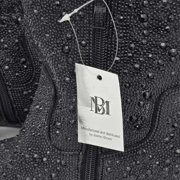 NWT Badgley Mischka Girls’ Sparkly Cowgirl Boots, Black Rhinestones - Picture 6 of 16